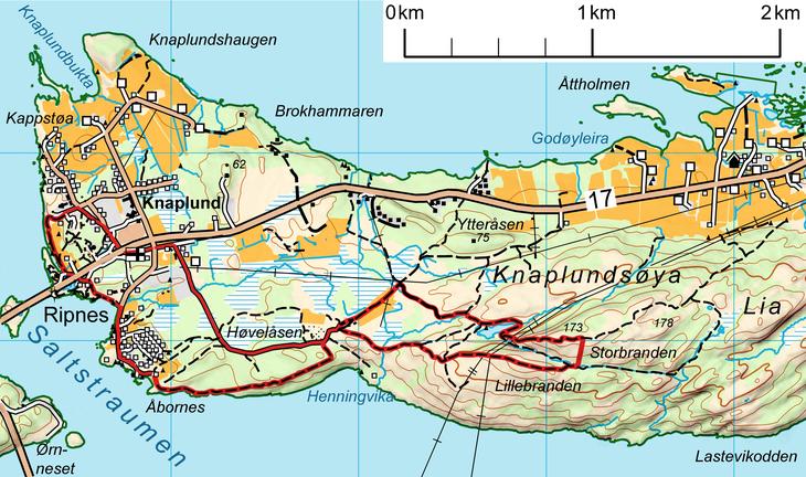 Kart over Knaplundsøya
