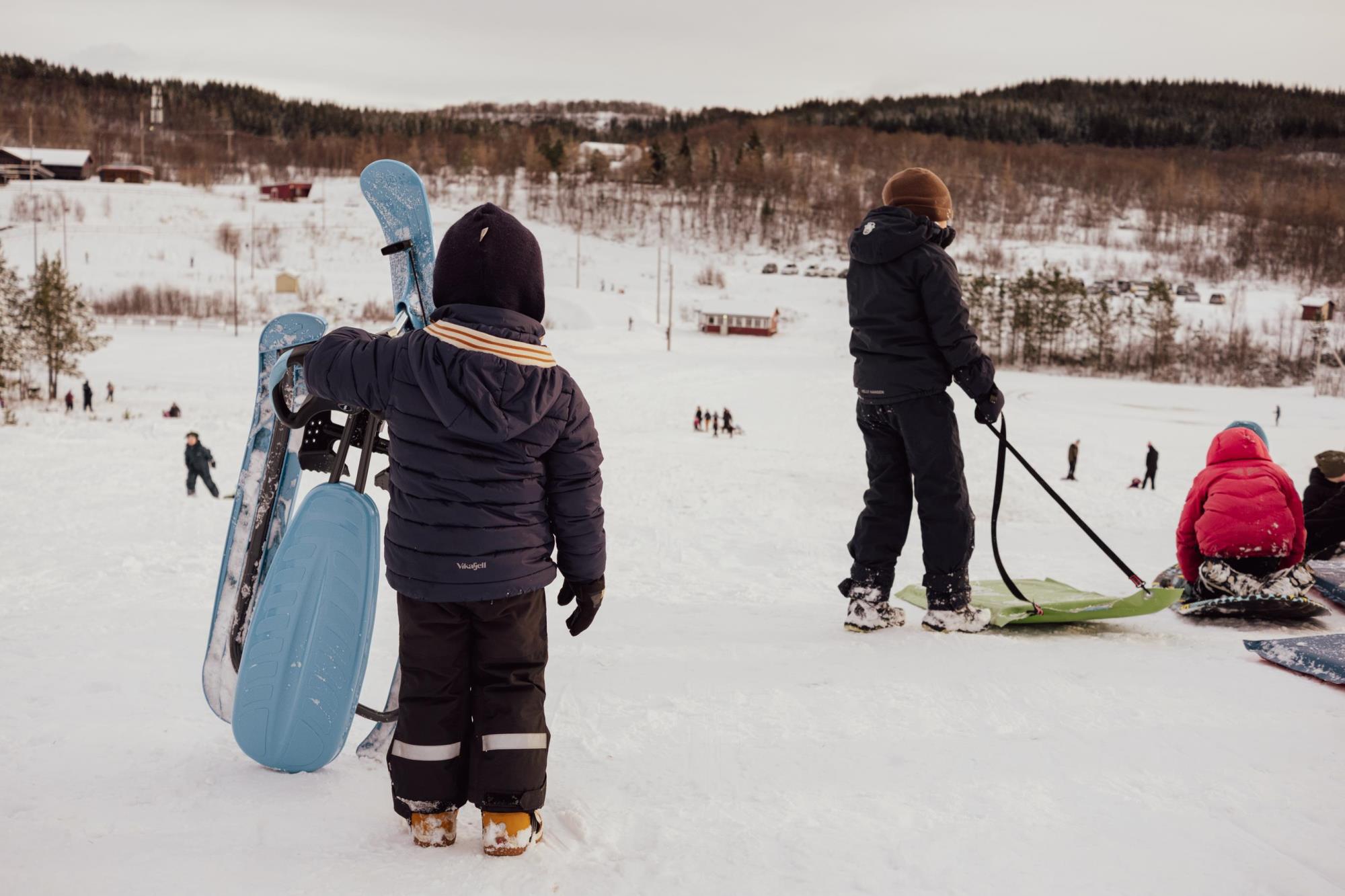 Lek i akebakken - Klikk for stort bilde