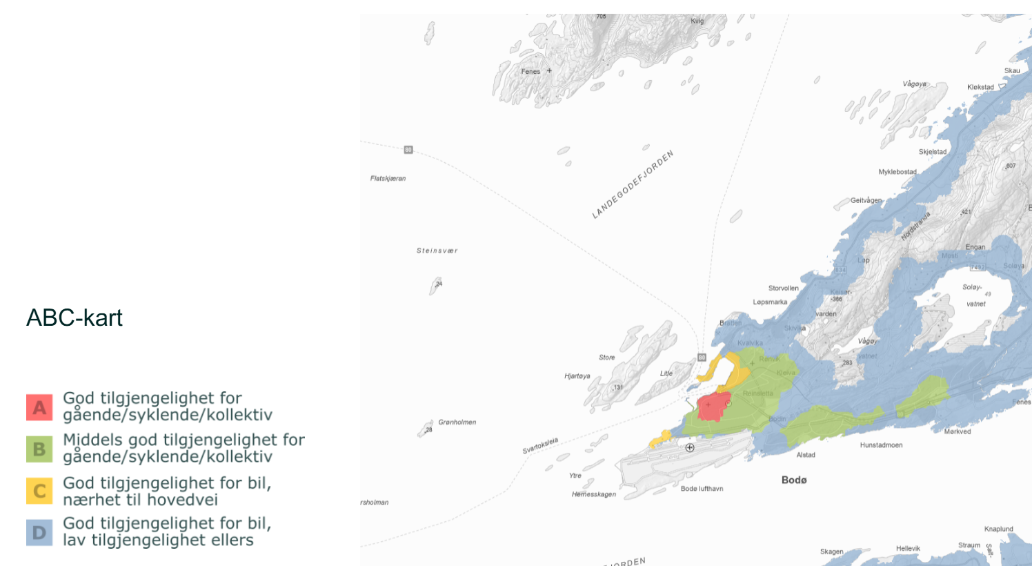 Illustrasjonen viser ABC-kart for Bodø