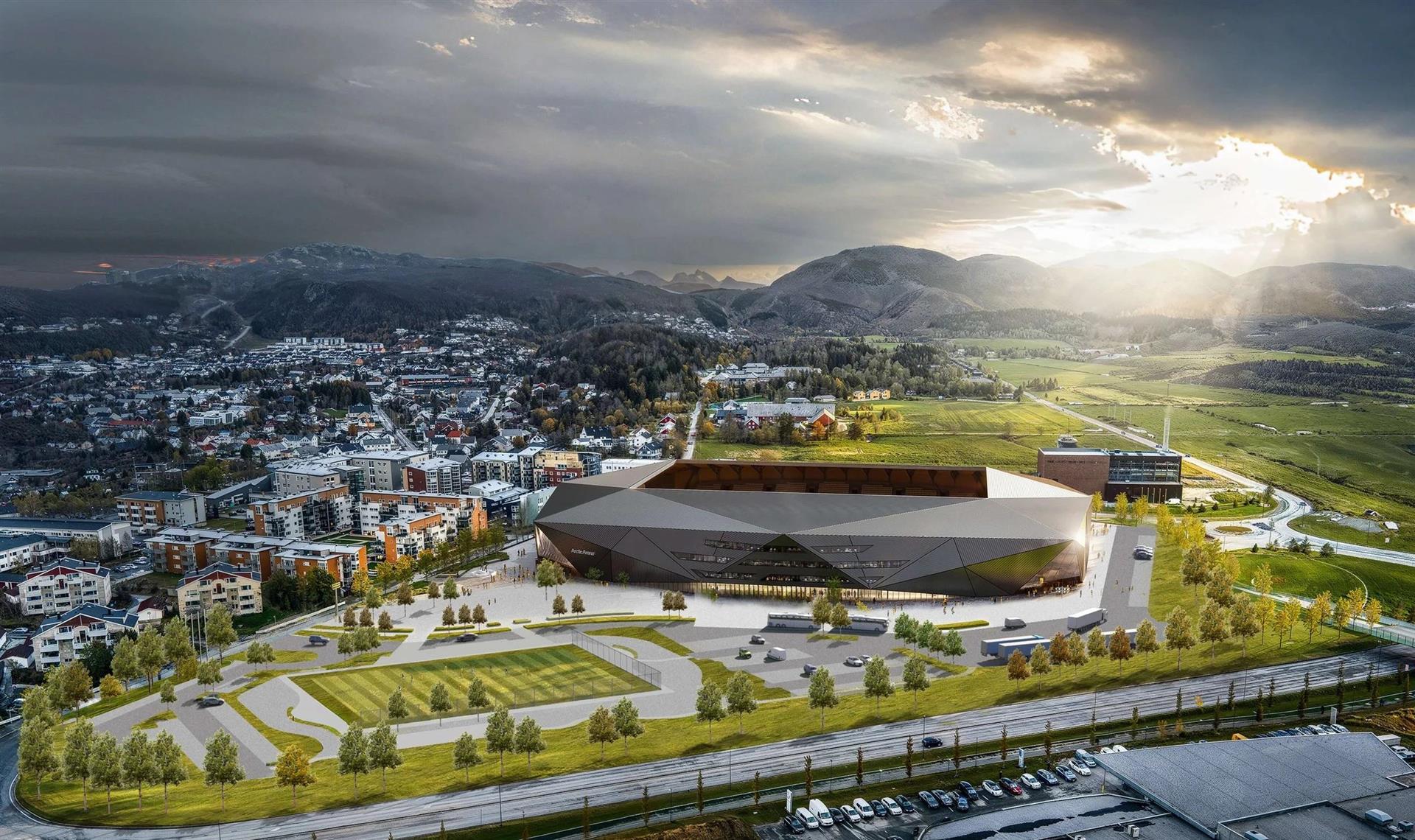Tegning av nytt fotballstadion